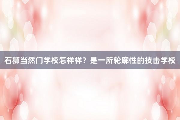 石狮当然门学校怎样样？是一所轮廓性的技击学校